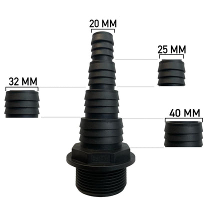 1½″ BSP Male Pond Connector – 20/25/32/40mm Stepped Barb