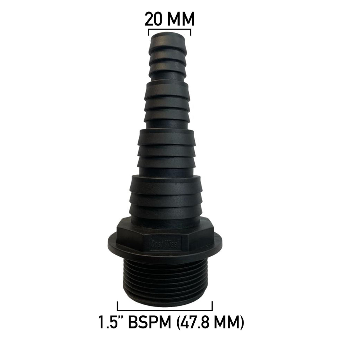 1½″ BSP Male Pond Connector – 20/25/32/40mm Stepped Barb