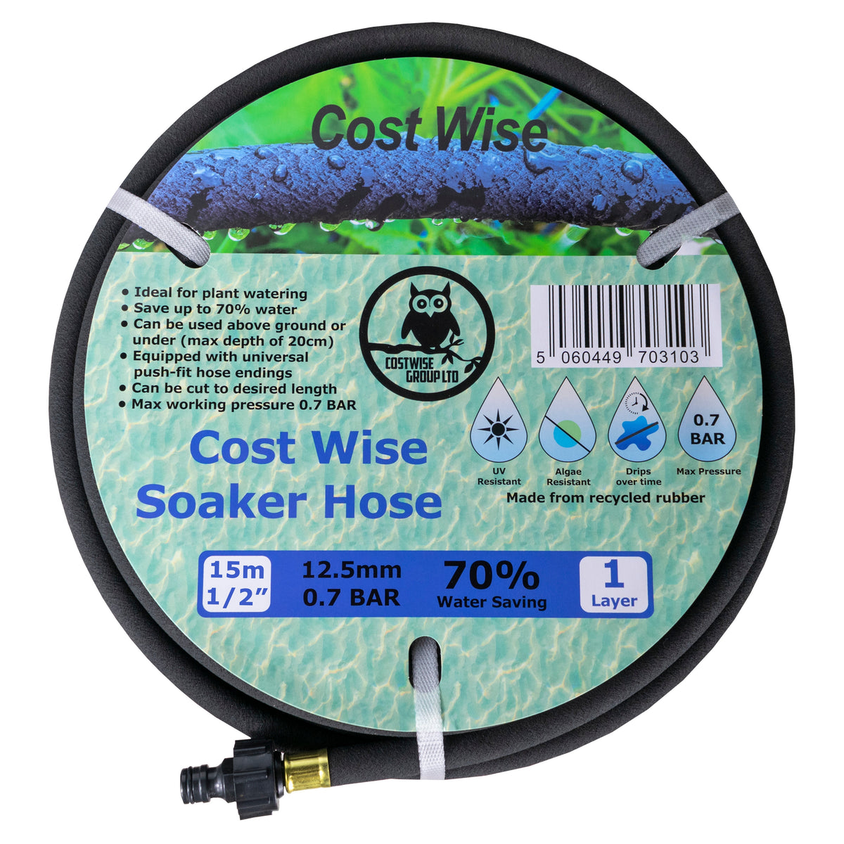 2 × 15m Soaker Hose Kit with Tap Splitter & Connection Hose