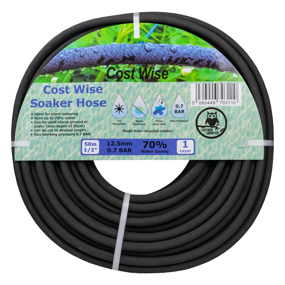 50m Soaker Hose Kit with 15m LDPE Pipe & Fittings