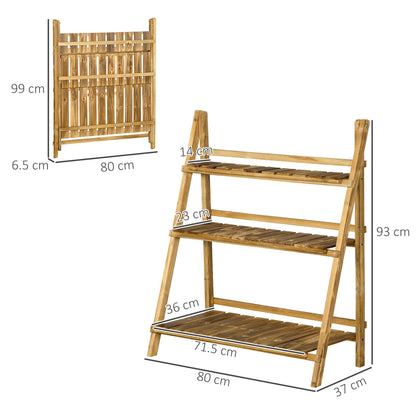 Wooden Folding Flower Pot Stand 3 Tier Garden Planter (80L x 37W x 93H cm)