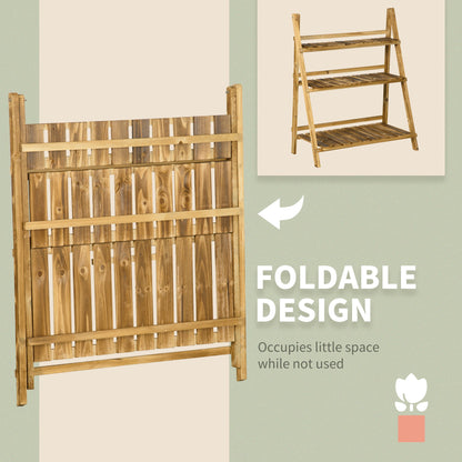 Wooden Folding Flower Pot Stand 3 Tier Garden Planter (80L x 37W x 93H cm)