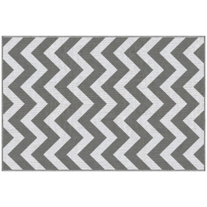Grey & White Zig Zag Reversible Outdoor Rug, 1.2 x 1.8m