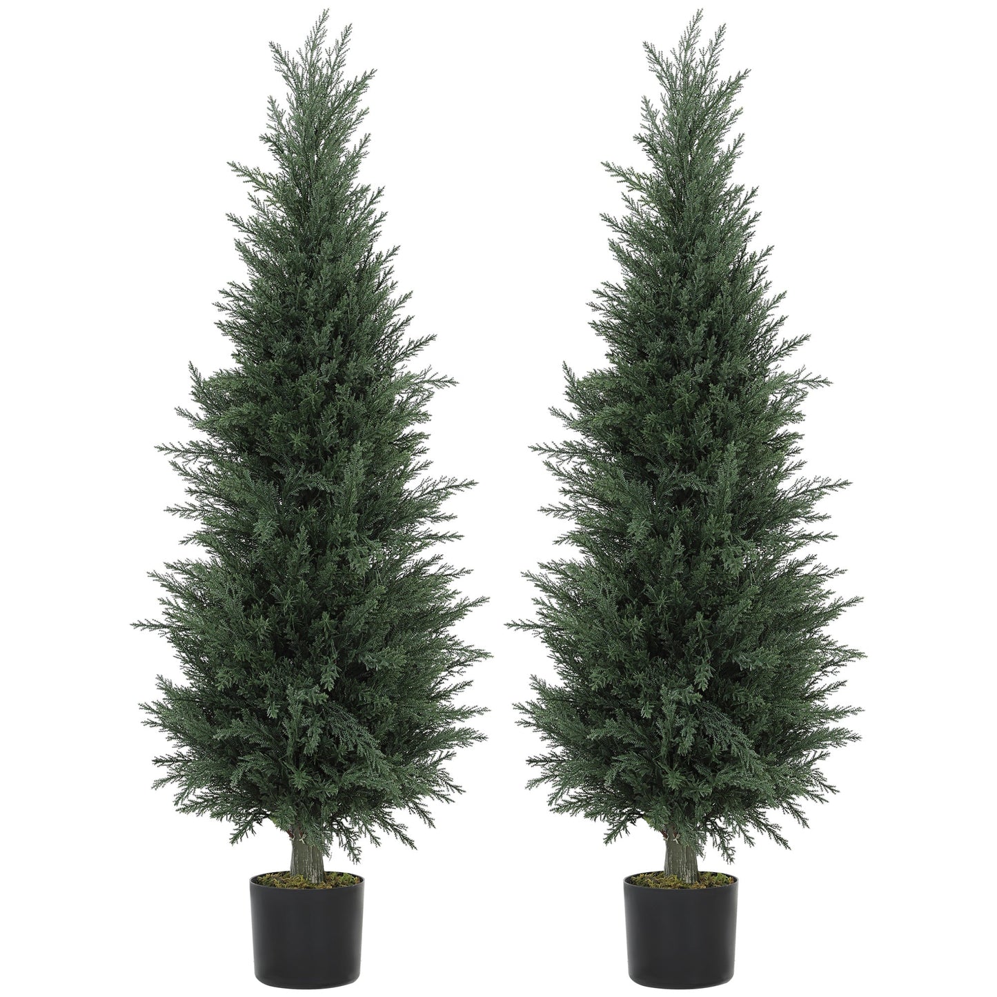 Set of 2 Decorative Artificial Plant, Cypress Tree in Pot 120 cm