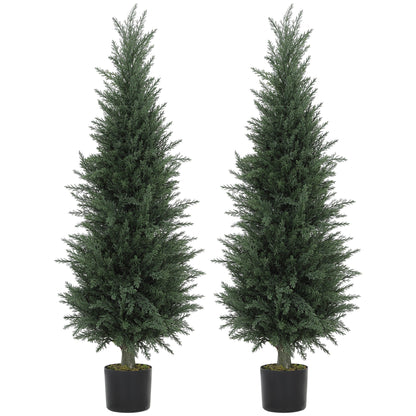 Set of 2 Decorative Artificial Plant, Cypress Tree in Pot 120 cm