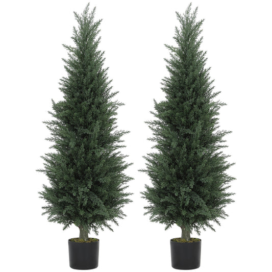 Set of 2 Decorative Artificial Plant, Cypress Tree in Pot 120 cm