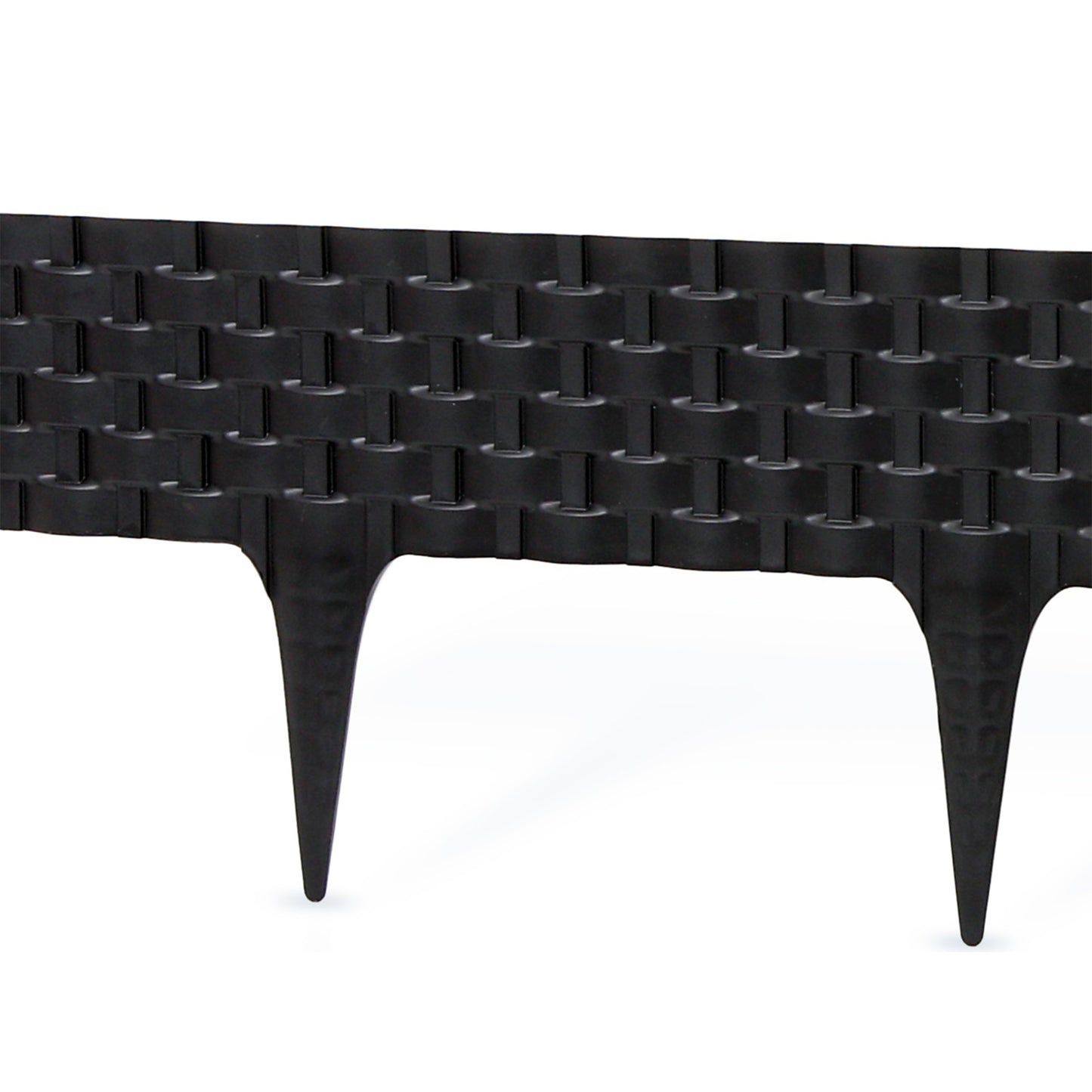 Lawn Edging, 2.4 Metres Plastic Palisade Rattan Effect (Black)