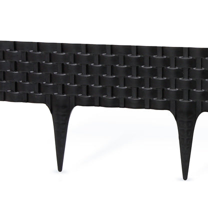 Lawn Edging, 2.4 Metres Plastic Palisade Rattan Effect (Black)