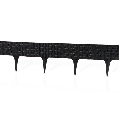 Lawn Edging, 2.4 Metres Plastic Palisade Rattan Effect (Black)