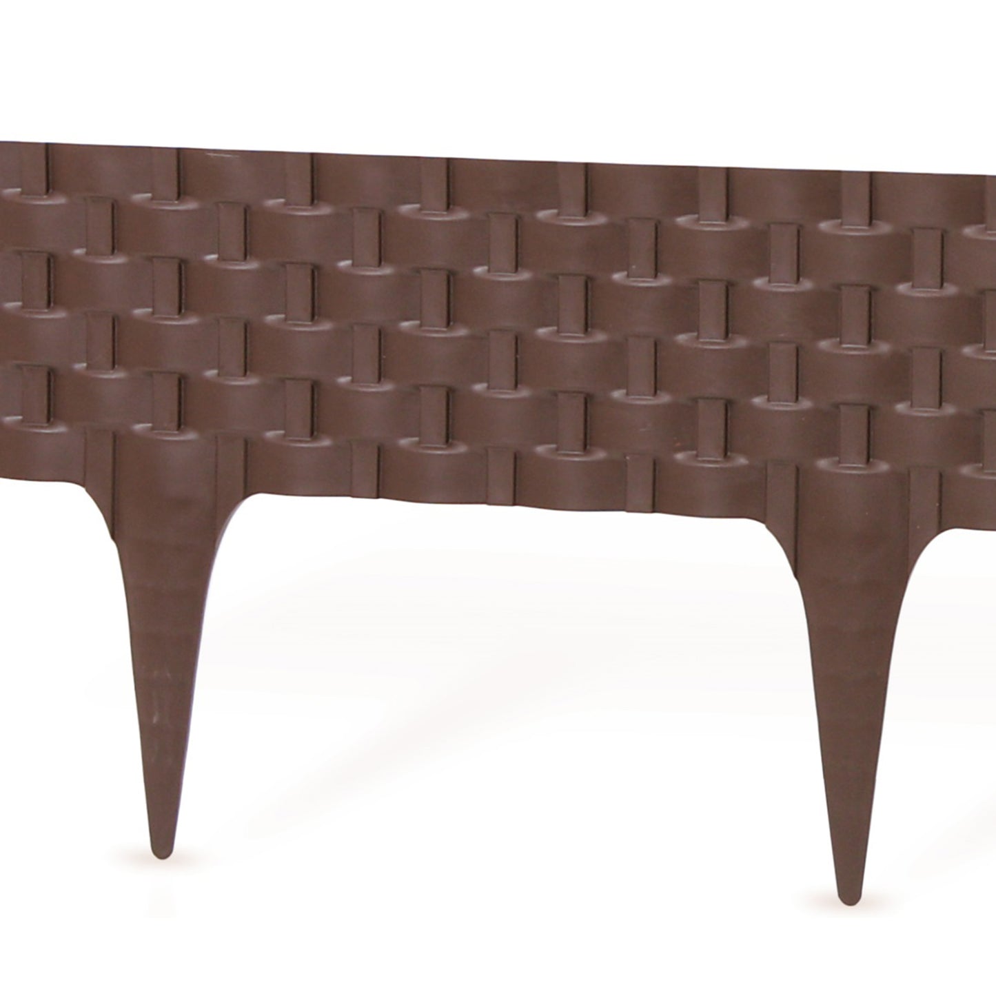 Lawn Edging, 2.4 Metres Plastic Palisade Rattan Effect (Brown)