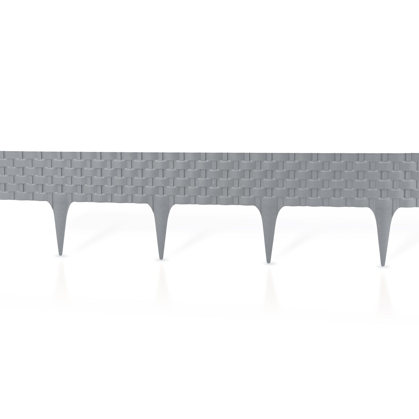 Lawn Edging, 2.4 Metres Plastic Palisade Rattan Effect (Grey)