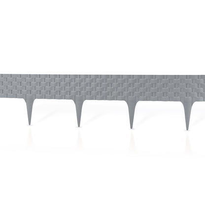Lawn Edging, 2.4 Metres Plastic Palisade Rattan Effect (Grey)