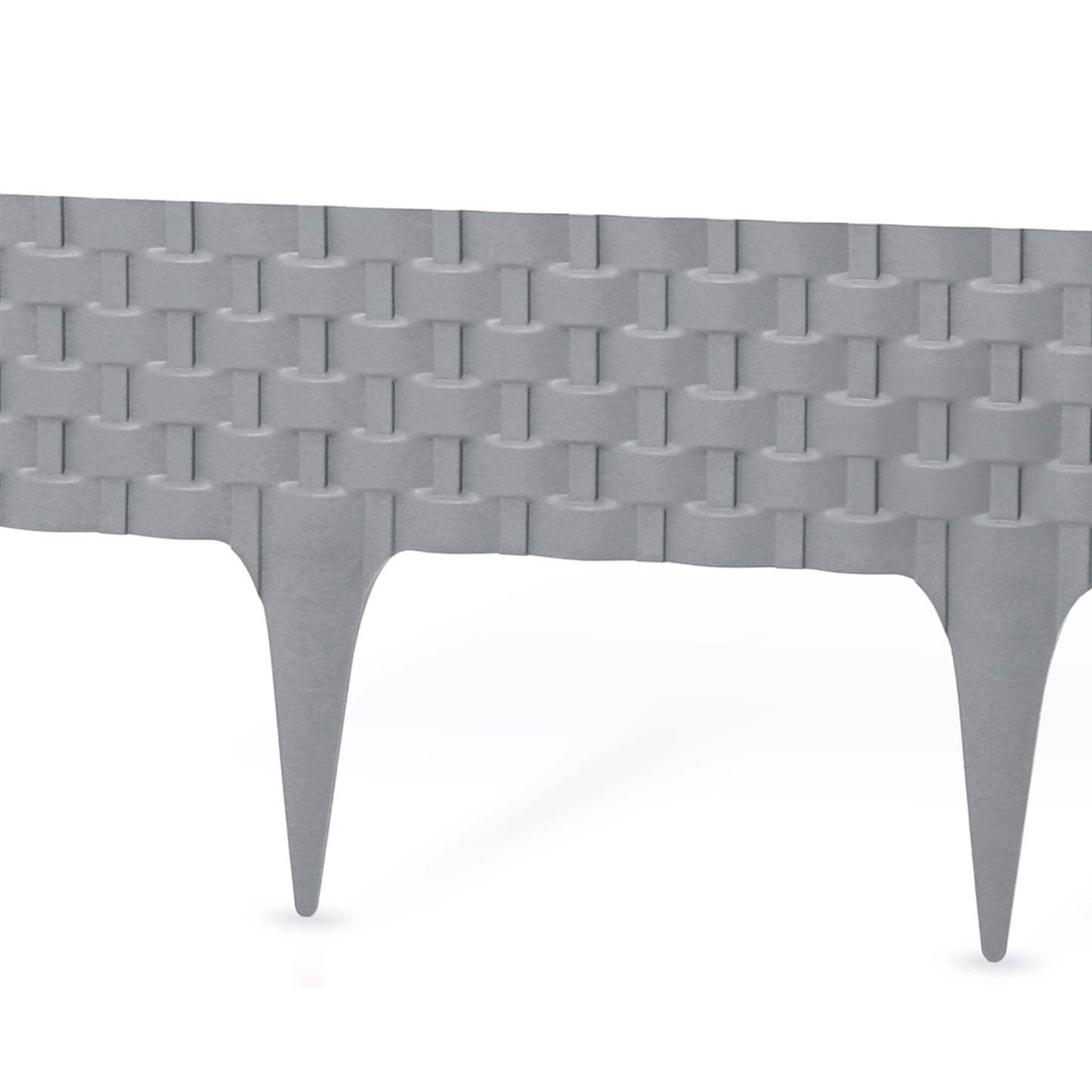 Lawn Edging, 2.4 Metres Plastic Palisade Rattan Effect (Grey)