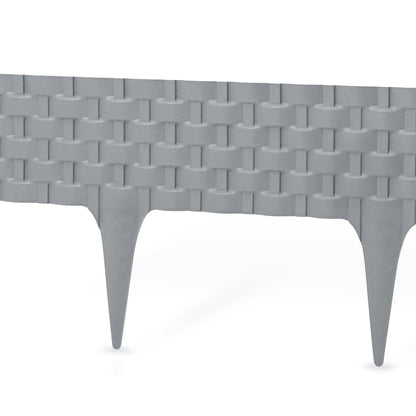 Lawn Edging, 2.4 Metres Plastic Palisade Rattan Effect (Grey)
