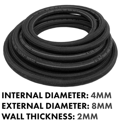 4mm Braided Rubber Fuel Hose – 1m or 50m Coil