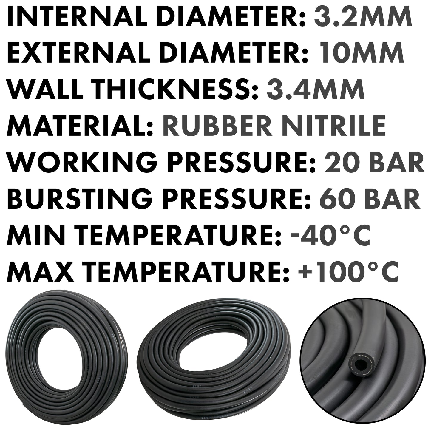 3.2mm Rubber Reinforced J30 R6 Fuel Hose