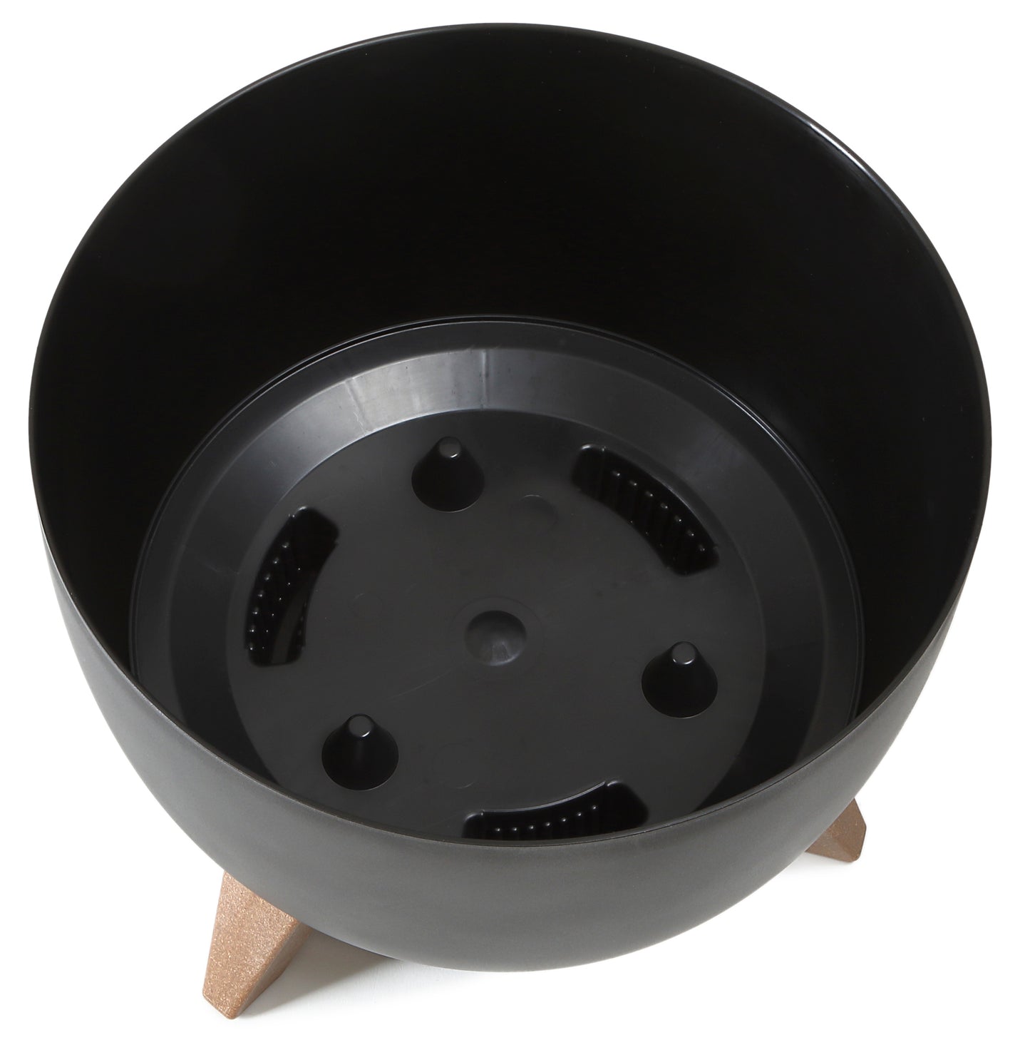 Roma Bowl Plant Pot with Legs, Insert and Drainage Hole (Black)