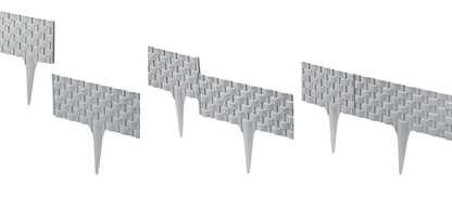 Lawn Edging, 2.4 Metres Plastic Palisade Rattan Effect (Grey)