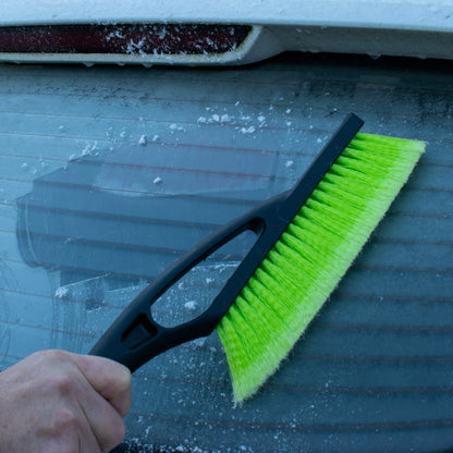 2-in-1 Snow Brush & Ice Scraper with Foam Grip – Black/Lime