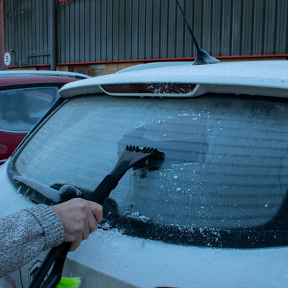 2-in-1 Snow Brush & Ice Scraper with Foam Grip – Black/Lime