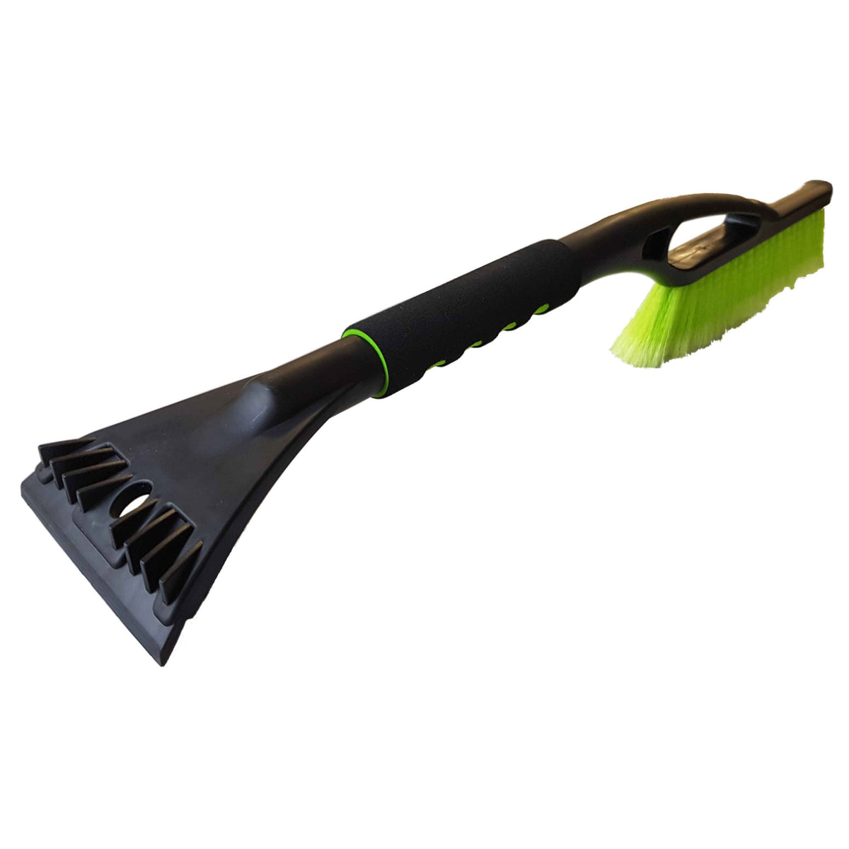 2-in-1 Snow Brush & Ice Scraper with Foam Grip – Black/Lime