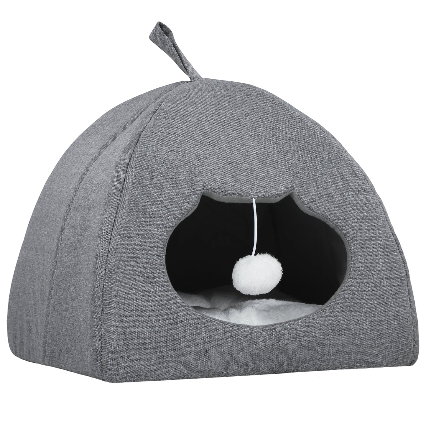 PawHut Cat Cave Bed, 42 x 42 x 39 cm, Grey