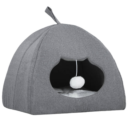 PawHut Cat Cave Bed, 42 x 42 x 39 cm, Grey