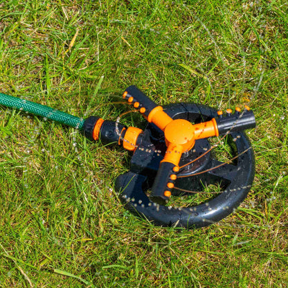 Bradas 3-Arm Rotating Sprinkler – Black & Orange
