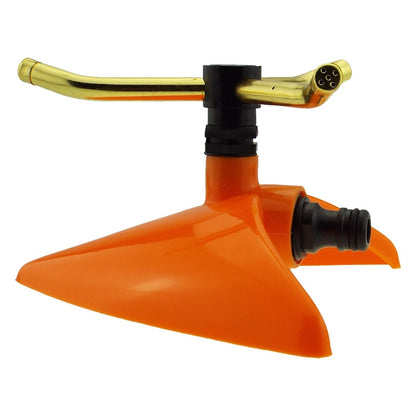 3-Arm Rotating Sprinkler – Brass Arms & Orange Leaf Base