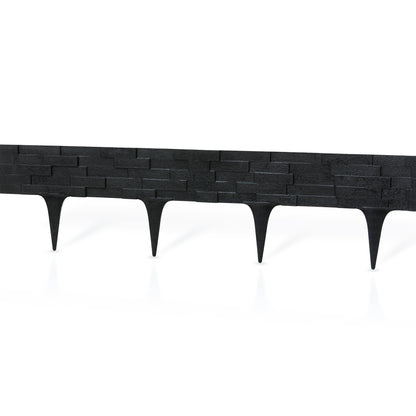 Lawn Edging, 2.38 Metres Plastic Palisade Slate Effect (Black)