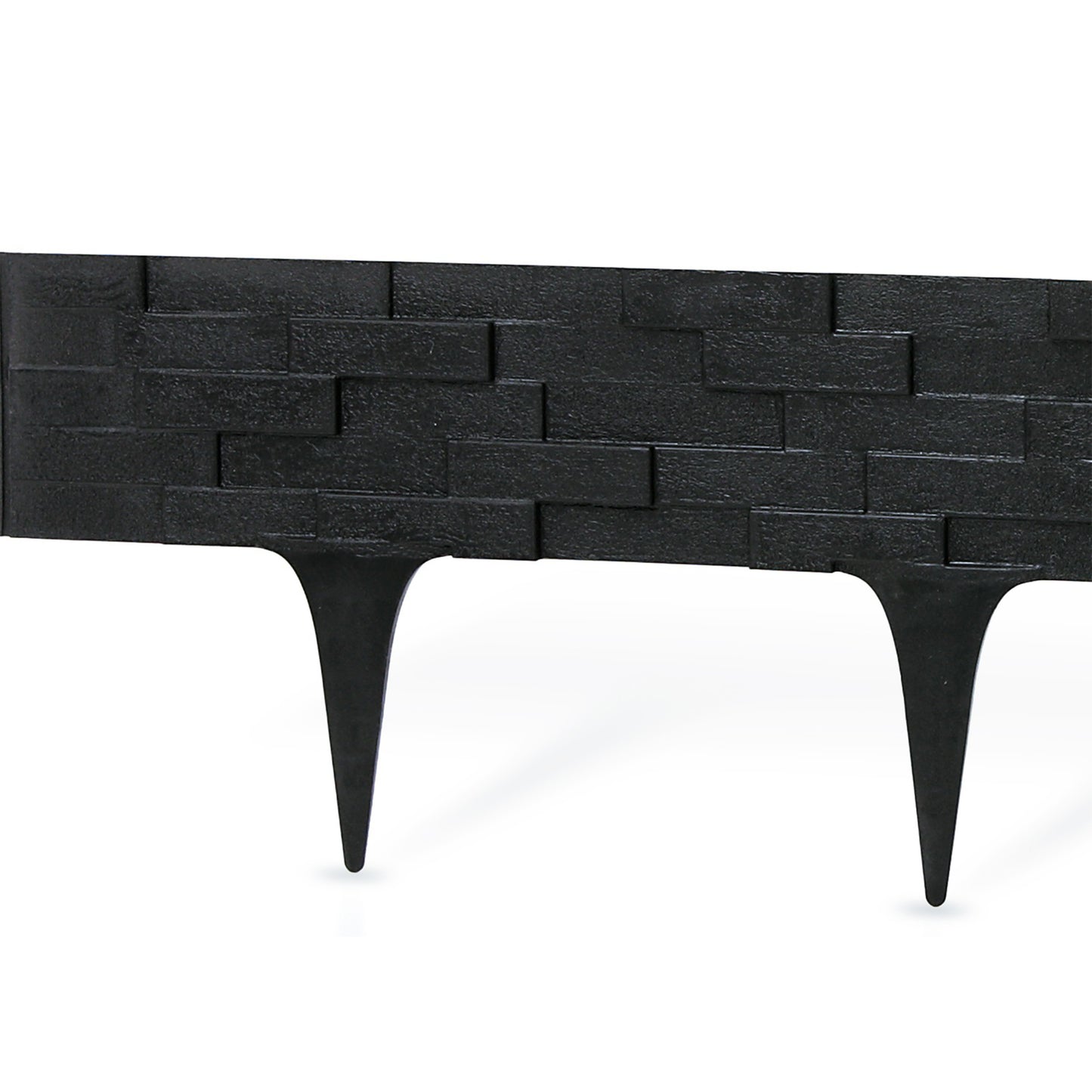 Lawn Edging, 2.38 Metres Plastic Palisade Slate Effect (Black)