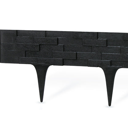 Lawn Edging, 2.38 Metres Plastic Palisade Slate Effect (Black)