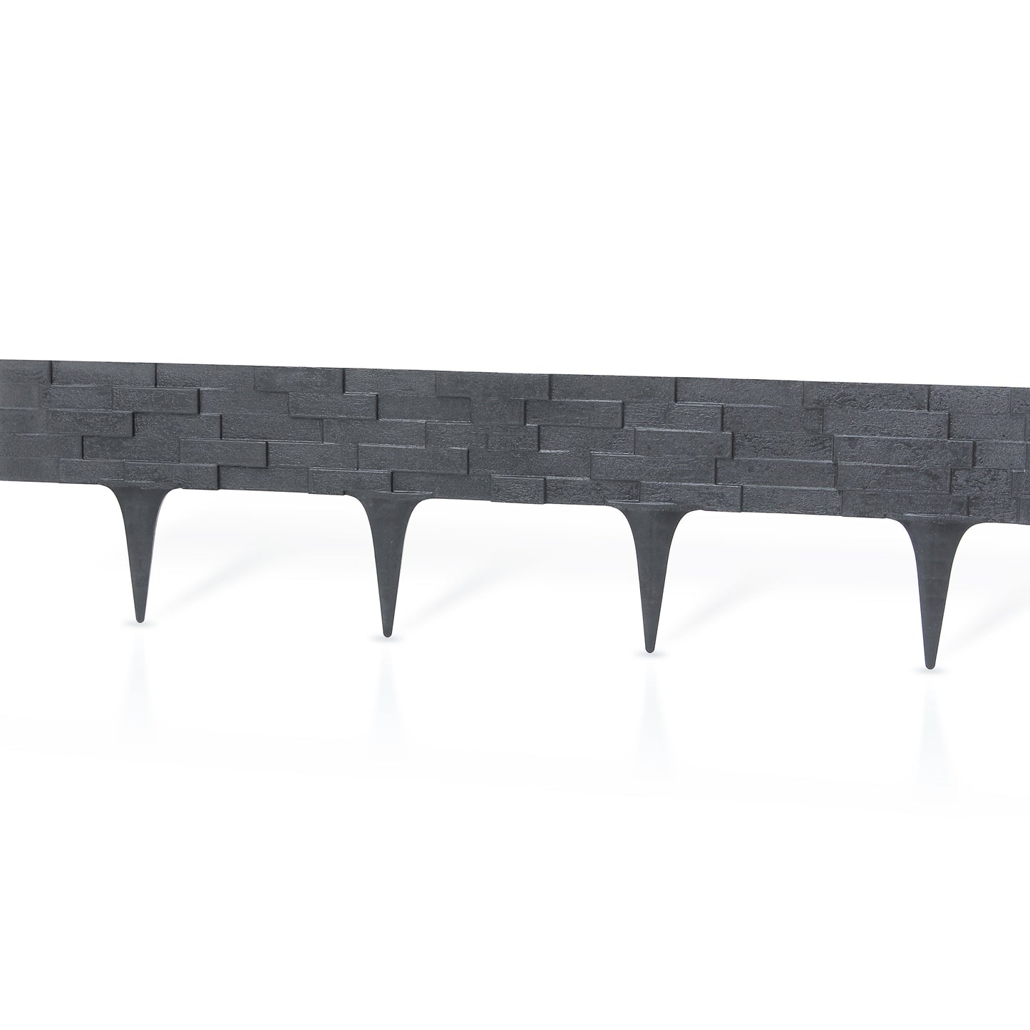 Lawn Edging, 2.38 Metres Plastic Palisade Slate Effect (Grey)