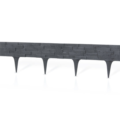 Lawn Edging, 2.38 Metres Plastic Palisade Slate Effect (Grey)