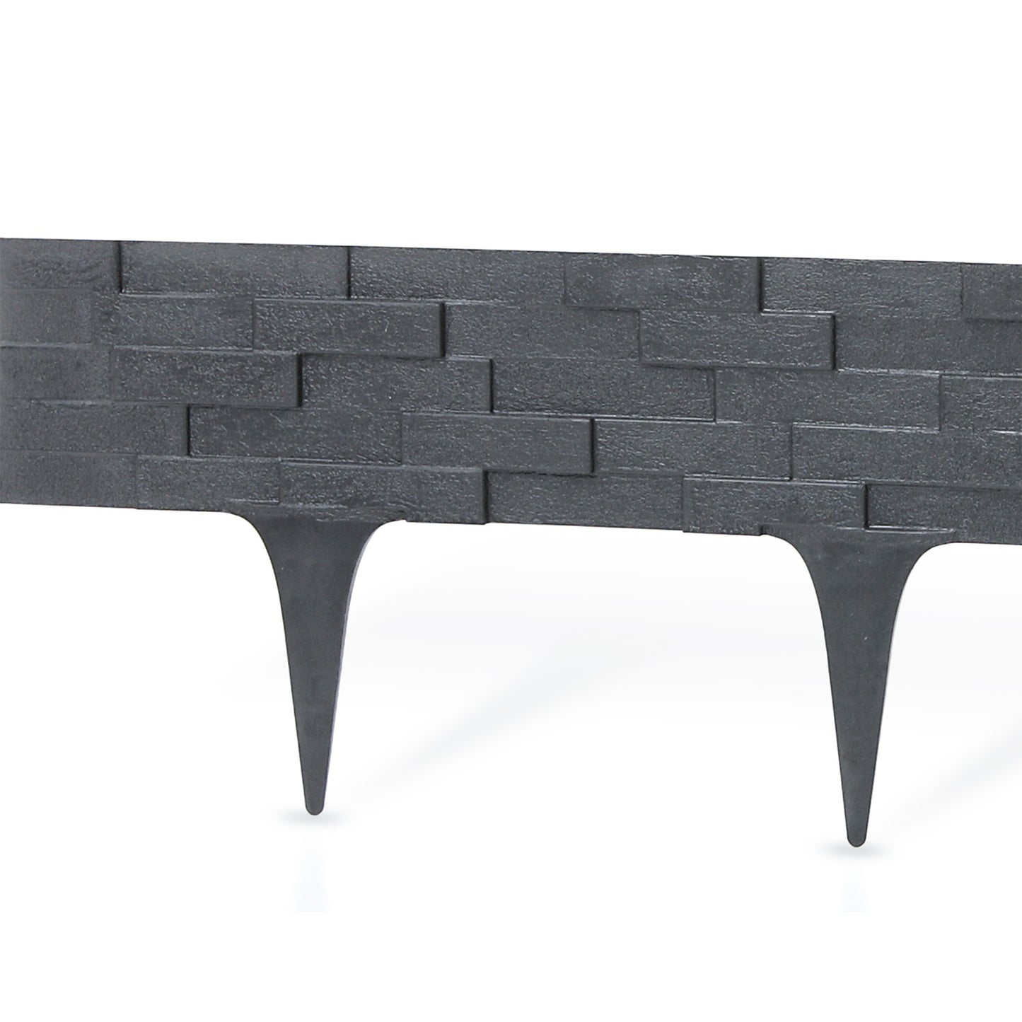 Lawn Edging, 2.38 Metres Plastic Palisade Slate Effect (Grey)