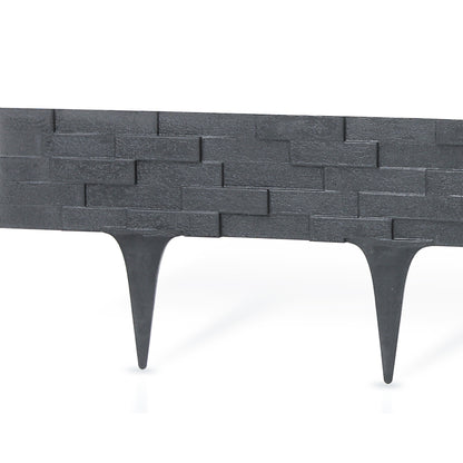 Lawn Edging, 2.38 Metres Plastic Palisade Slate Effect (Grey)