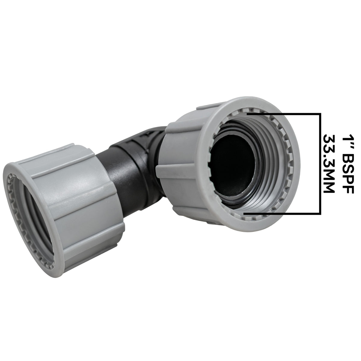 1″ BSP Swivel 90° Elbow Connector – Female/Female