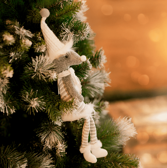Silver Mouse with Dangly Legs Xmas Ornament