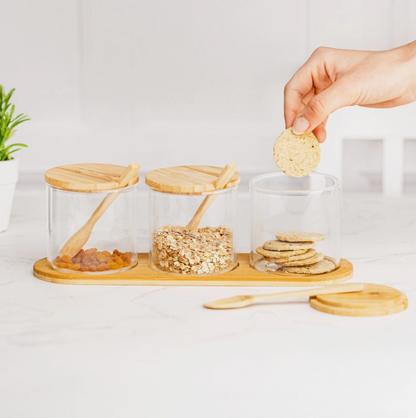 Glass Jar Kitchen Station Set - Tea, Coffee, Sugar and Hot Chocolate