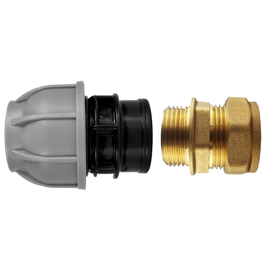 25mm MDPE to 15mm Copper Compression Straight Kit