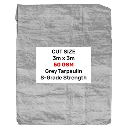 Gray 50gsm Tarpaulin 3m x 3m