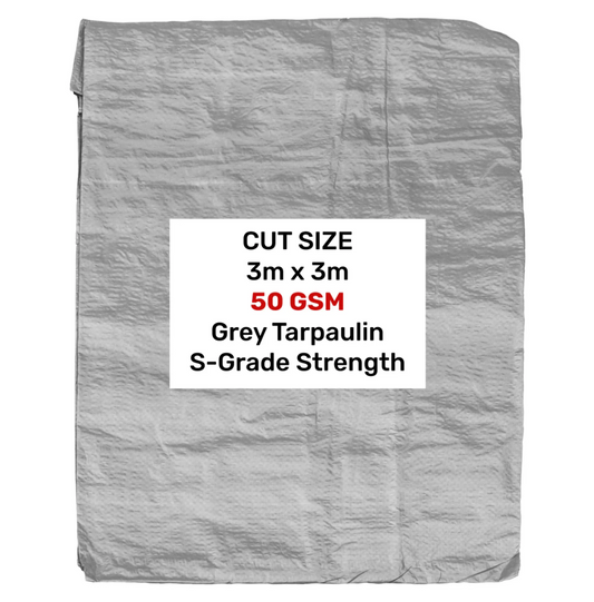 Gray 50gsm Tarpaulin 3m x 3m
