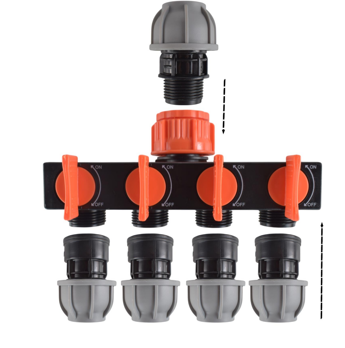 20mm MDPE 4-Way Manifold Kit – Straight Inlet