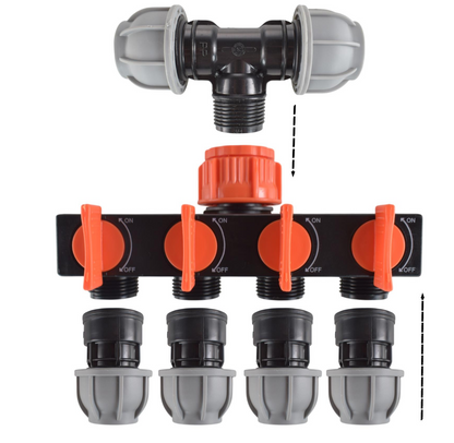 20mm MDPE 4-Way Manifold Kit – Tee Inlet
