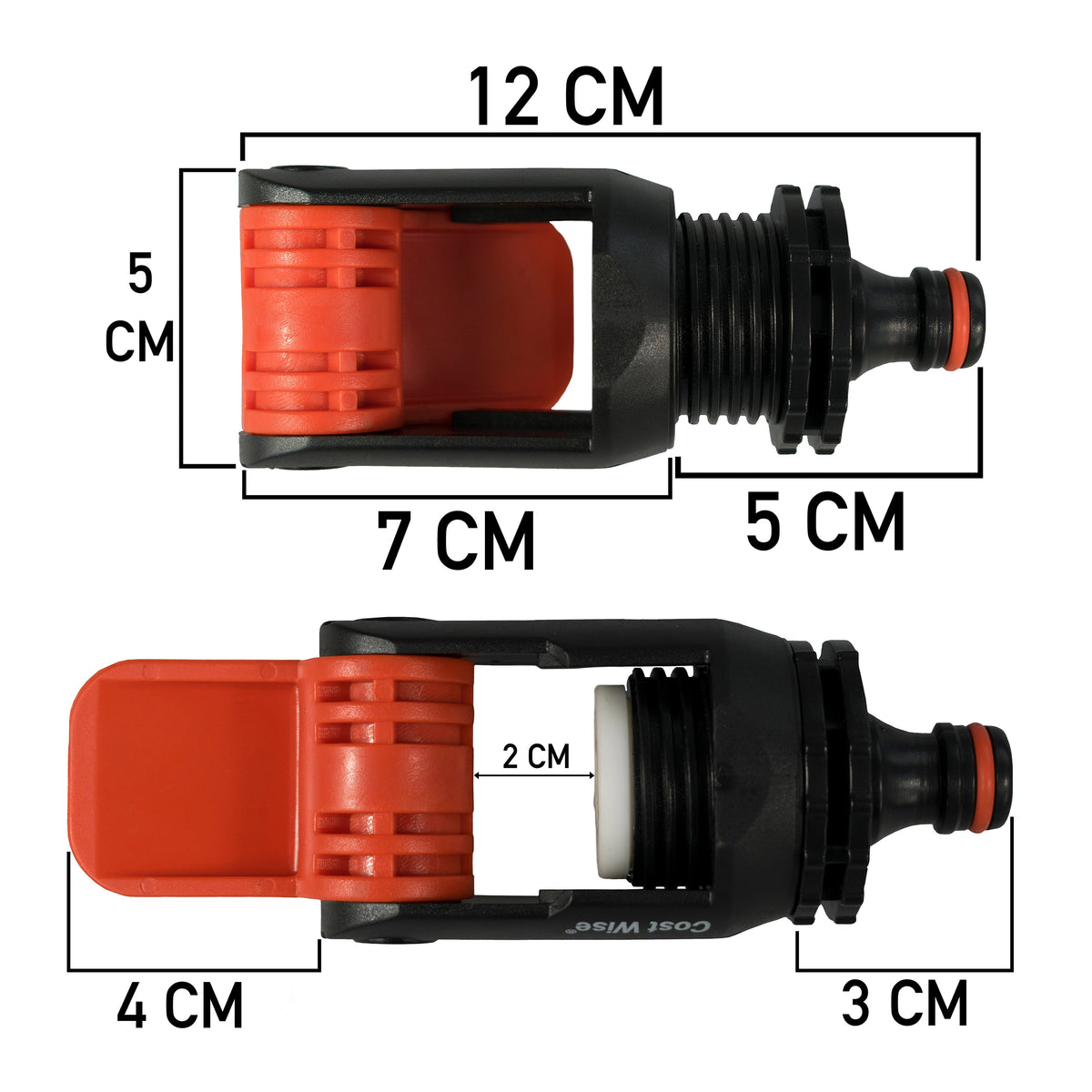 CostWise Kitchen Tap to Hose Adapter – Orange Lever Clamp