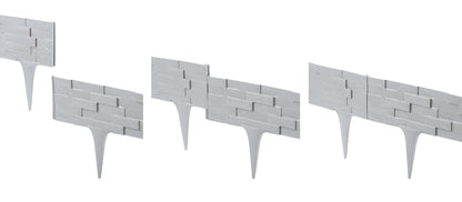 Lawn Edging, 2.38 Metres Plastic Palisade Slate Effect (Grey)