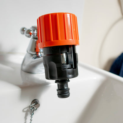 Screw-Fit Kitchen Tap to Hose Adapter – Orange & Black