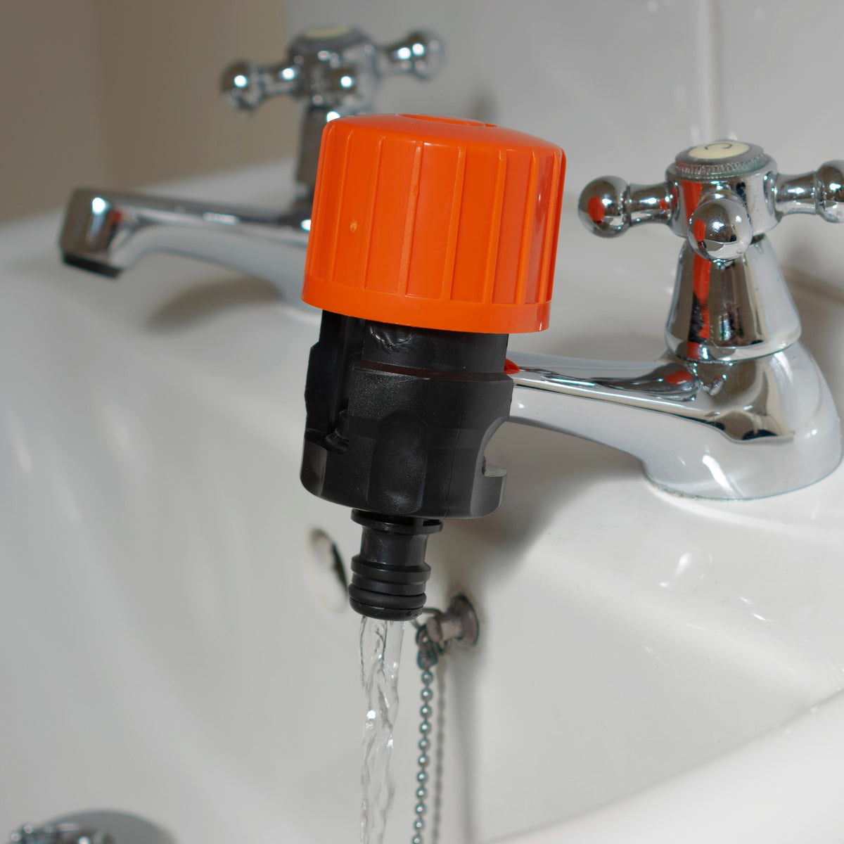 Screw-Fit Kitchen Tap to Hose Adapter – Orange & Black