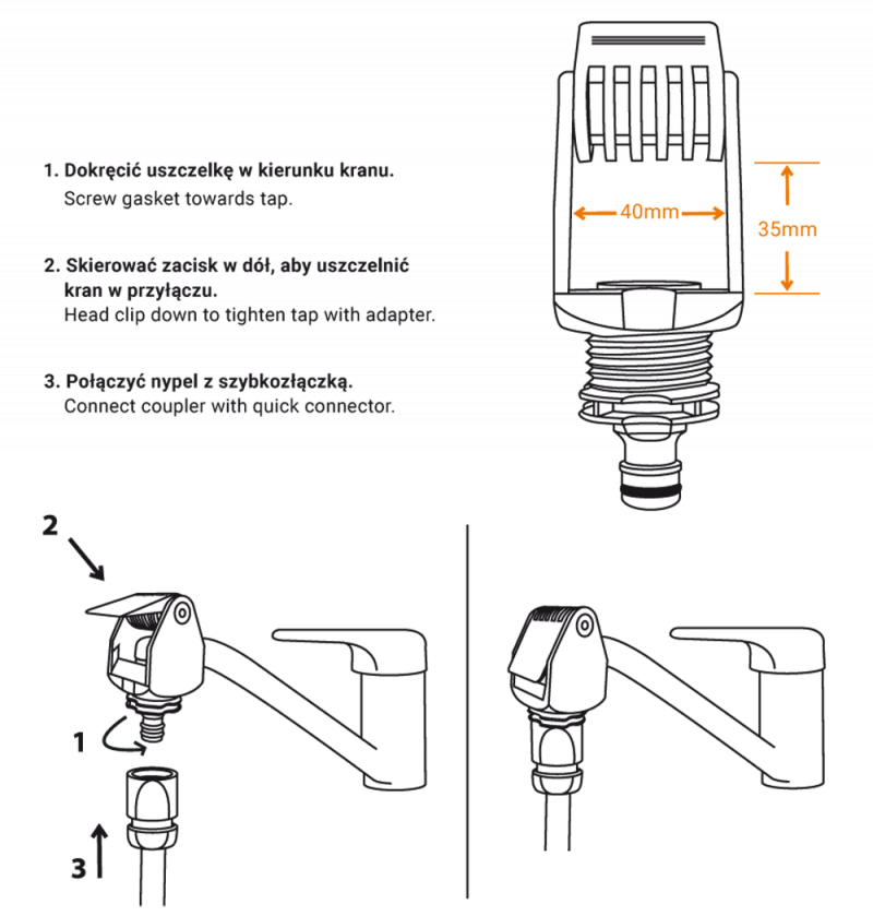 Bradas Kitchen Mixer Tap Connector – Up to 40mm