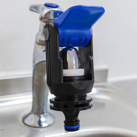 Kitchen Tap to Hose Adapter – Blue Lever Clamp
